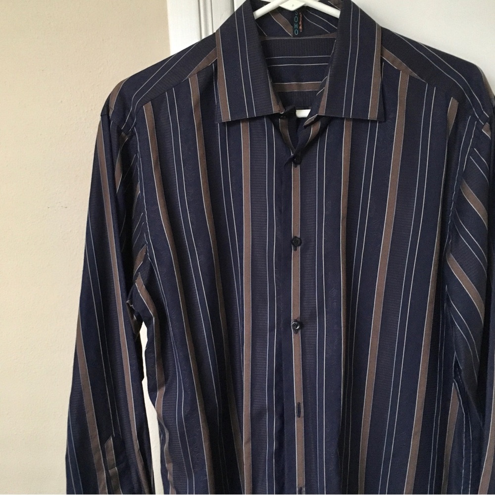 Ben Sherman 100% Cotton Designer Paisley Stripe Dress Party Long Sleeve Shirt